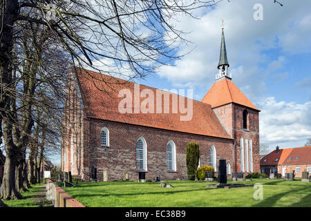 Chiesa protestante, Rysum, Krummhörn, Frisia orientale, Bassa Sassonia, Germania Foto Stock