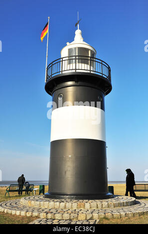 Faro Kleiner Preusse al porto da pesca, Wremen, Bassa Sassonia, Germania Foto Stock