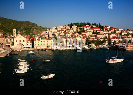 Croazia, Mittel-Dalmatien, Insel Hvar, Altstadthafen Hvar Foto Stock