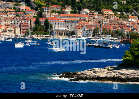 Croazia, Mittel-Dalmatien, Insel Hvar, Stadthafen Hvar Foto Stock