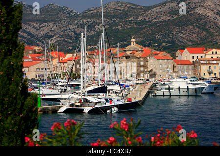 Croazia, Sued-Dalmatien, Insel Korcula, ACI-Marina und Altstadt Korcula Foto Stock