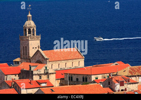 Croazia, Sued-Dalmatien, Insel Korcula, Blick auf die Altstadt Korcula Foto Stock