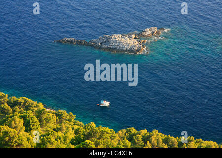 Croazia, Sued-Dalmatien, Insel MLJET, Steinhaufen unterhalb Maranovicis, Foto Stock