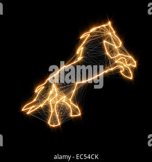 Magic shiny Golden Horse. Puntini collegati Foto Stock