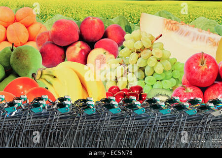 Carrello della spesa in un supermercato. Foto Stock