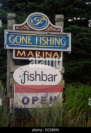 Andando a pesca marina a Montauk Long Island NY Foto Stock