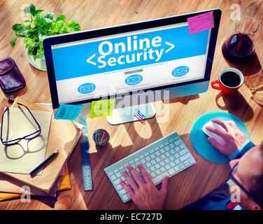 Digital Online Business Security Network il concetto di lavoro Foto Stock