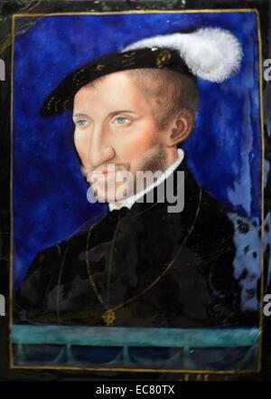 Henri d'Albret (1503-1555), Re di Navarra - piastra di rame smaltato da Leonard Limosin Foto Stock