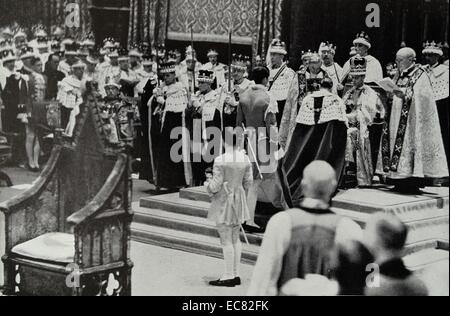 Fotografia del re George VI (1895-1952) durante la sua Incoronazione. Datata 1937 Foto Stock