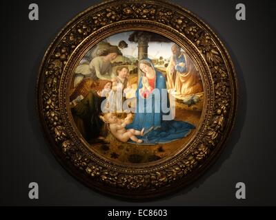 L adorazione del Cristo Bambino. Dipinto da Cosimo Rosselli (1439-1507). Datata xv secolo Foto Stock