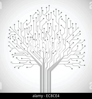 Abstract la tecnologia del computer scheda a circuito integrato ad albero emblema di simbolo o poster illustrazione vettoriale Illustrazione Vettoriale