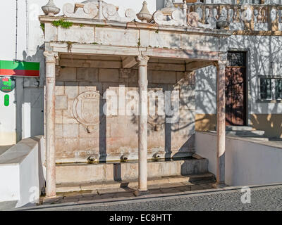 Il 'Fontinha', una fontana rinascimentale in Piazza della Repubblica, a Alter do Chão, distretto di Portalegre, Portogallo. Foto Stock