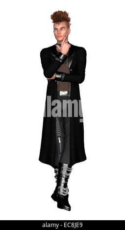 3D render digitale di un giovane uomo che indossa lo stile gotico vestiti  isolati su sfondo bianco Foto stock - Alamy