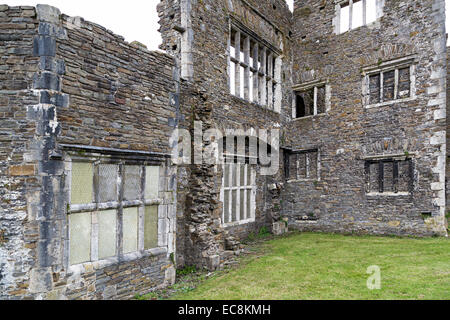 Windows in Neath le rovine dell'Abbazia, Neath, Glamorgan, Wales, Regno Unito Foto Stock