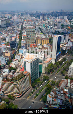Vista aerea di Ho Chi Minh City dal Bitexco Financial Tower, Vietnam. Foto Stock