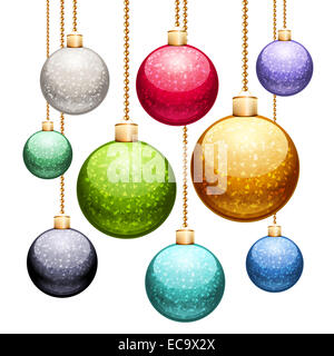 Set di palle di Natale con glitter Foto Stock