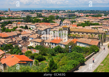 La città vecchia, La Cité medievale fortificato, Carcassonne, Aude, Languedoc-Roussillon, Francia, Europa Foto Stock