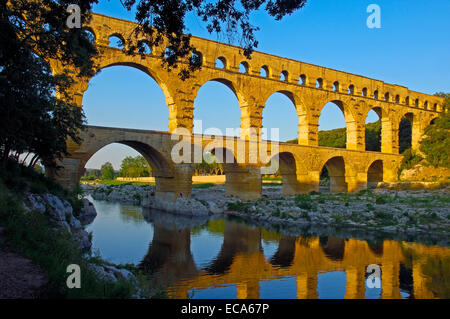 Pont du Gard, acquedotto romano, Gard reparto, Provence, Francia Foto Stock