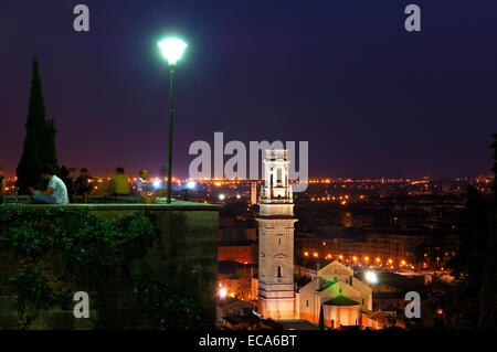 Duomo, Cattedrale di notte, fiume Adige, Verona, Veneto, Italia, Europa Foto Stock