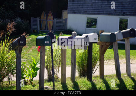 Fila di caselle postali in Montauk long island Foto Stock