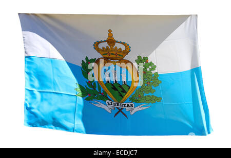 Bandiera di San Marino isolata su uno sfondo bianco Foto Stock