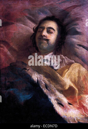 Pietro il Grande sul letto di morte, da Ivan Nikitich Nikitin, 1725 Foto Stock