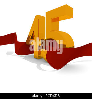 Giubileo concetto, golden 45 con un nastro rosso Foto Stock