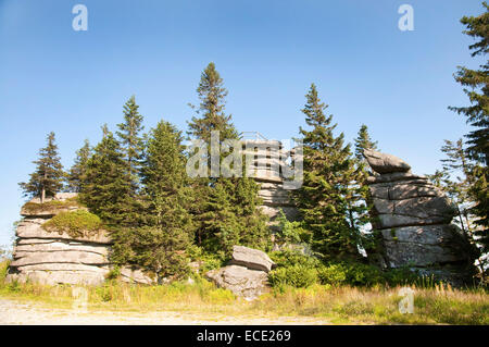 La formazione di roccia Dreisessel vicino alla foresta bavarese, Germania Foto Stock