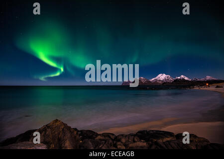 Norvegia Isole Lofoten, Aurora boreale Foto Stock