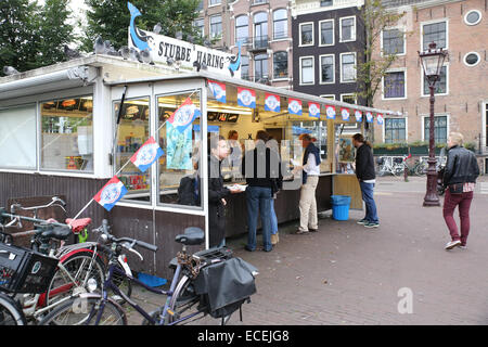 Amsterdam street food vendor stubbe haring Foto Stock