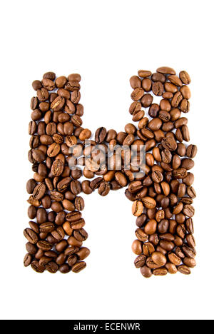 Lettera di caffè isolato su bianco Foto Stock