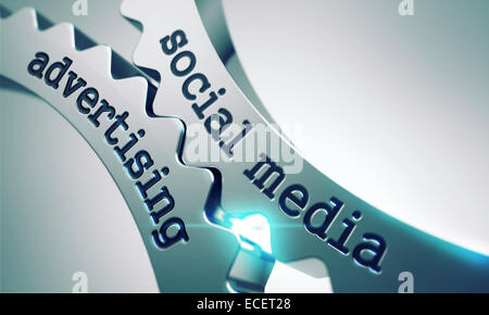 Social Media Pubblicità su ruote dentate. Foto Stock