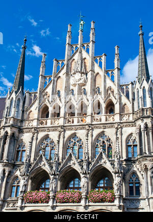 Nuovo municipio in Marienplatz a Monaco di Baviera, Germania Foto Stock