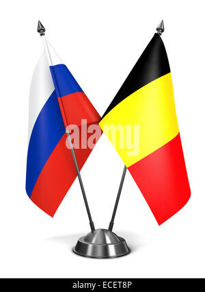 Russia e Belgio - Bandiere in miniatura. Foto Stock