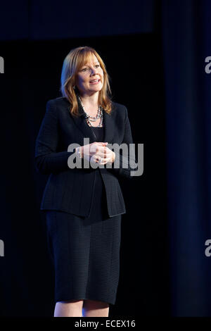 Detroit, Michigan - General Motors CEO Maria Barra parla a sistemi di trasporto intelligenti Congresso mondiale. Foto Stock