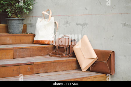 Moda Borse in pelle, Grunge Background Foto Stock