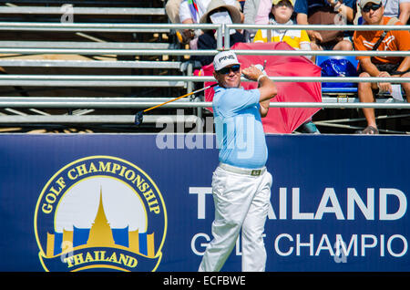 Chonburi, Thailandia. 13 dicembre, 2014. Lee Westwood di Inghilterra player in Thailandia golf Championship 2014 (Professional golf tournament sul tour asiatico) all amata Spring Country Club su dicembre 13, 2014 in Chonburi, Thailandia. Credito: Chatchai Somwat/Alamy Live News Foto Stock