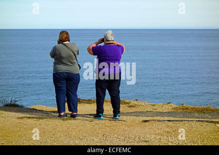 Pericolo cliff segno a camp hero state park a Montauk NY Foto Stock