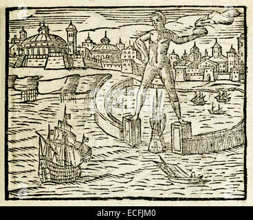 Il Colosso di Rodi, una delle sette meraviglie del mondo antico. Vedere la descrizione per maggiori informazioni. Foto Stock