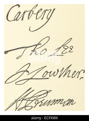 Questa collezione del 1851 di Smyth presenta gli autografi di personaggi di spicco: Carbery, Lee, Lowther e Priestman. L'opera mostra il significato di queste figure storiche e la loro influenza nel XIX secolo, con i loro autografi che fungono da manufatti personali del loro tempo. Foto Stock