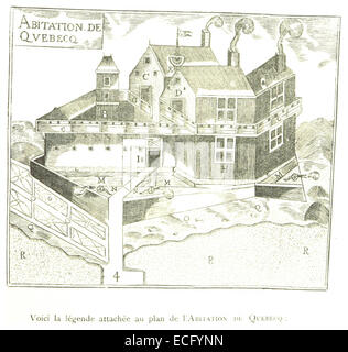 Questa illustrazione del 1882 tratta dal lavoro di Sulte raffigura Fort Quebec, una fortificazione storicamente significativa situata a Quebec City. Illustra la posizione strategica del forte e il suo ruolo nella prima difesa canadese. Foto Stock