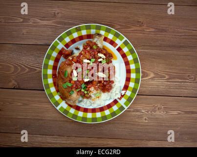 Paese Capitano - salsa speziata di pollo e riso piatto popolare nel sud degli Stati Uniti. Foto Stock