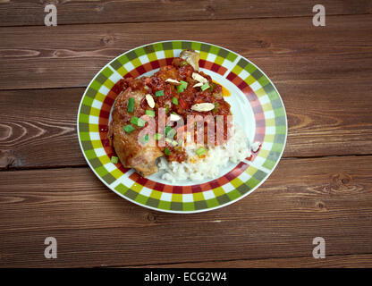 Paese Capitano - salsa speziata di pollo e riso piatto popolare nel sud degli Stati Uniti. Foto Stock