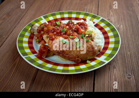 Paese Capitano - salsa speziata di pollo e riso piatto popolare nel sud degli Stati Uniti. Foto Stock