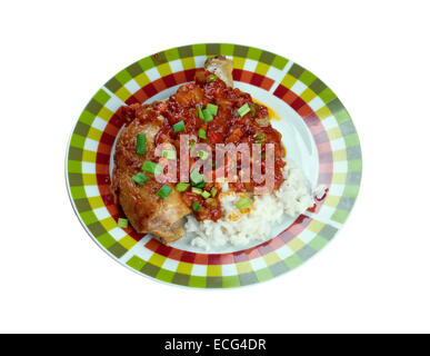 Paese Capitano - salsa speziata di pollo e riso piatto popolare nel sud degli Stati Uniti. Foto Stock