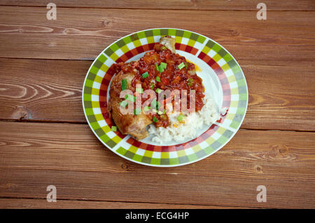 Paese Capitano - salsa speziata di pollo e riso piatto popolare nel sud degli Stati Uniti. Foto Stock