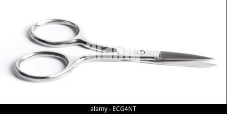 Forbici per le unghie Manicure (misure) isolati su sfondo bianco Foto Stock