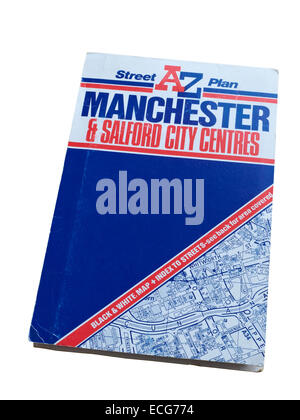 Mappa AZ per Manchester & Salford city centre REGNO UNITO Foto Stock