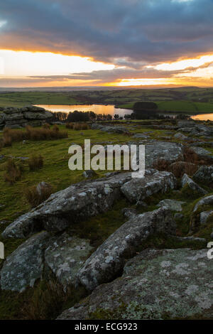 Tramonto sul lago Siblyback Foto Stock