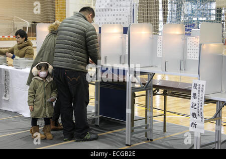 Tokyo, Giappone. Xiv Dic, 2014. Persone voto in un luogo di polling durante la casa inferiore alle elezioni del dicembre 14, 2014 a Tokyo, Giappone. © Junko Kimura-Matsumoto Jana/press/ZUMA filo/Alamy Live News Foto Stock